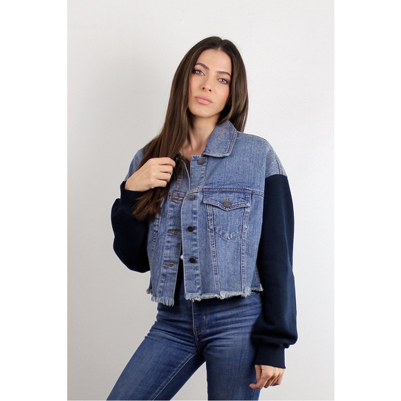 Mod Ref denim jacket with sweatshirt sleeves - Picture 3 of 8